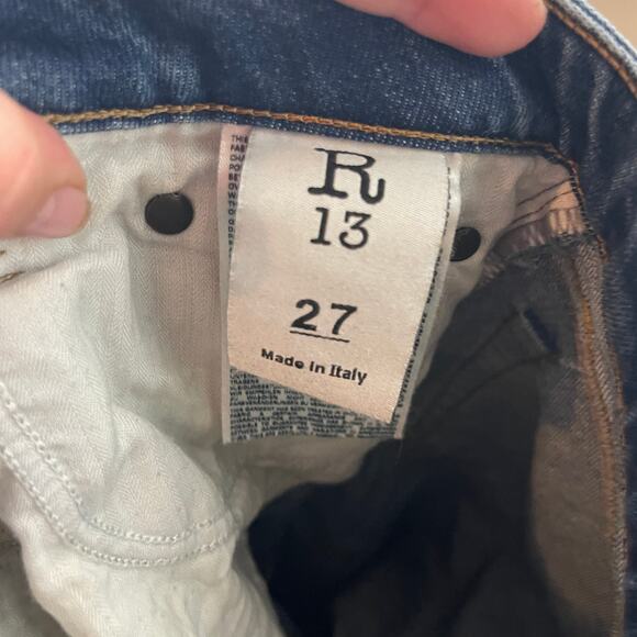 R13 Blue Distressed Kick Flare Cro Jeans Sz 27 - Picture 7 of 8